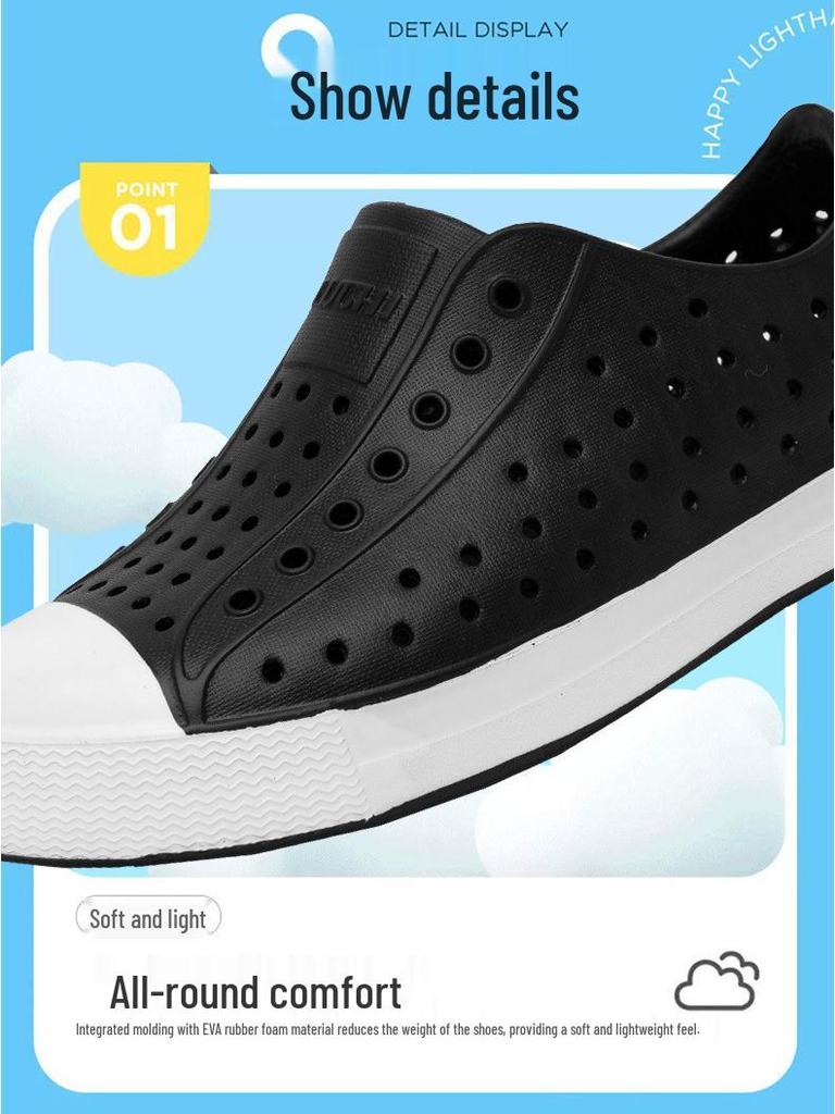 LUCEEO Kids' Summer Beach Sandals and Clogs - Closed-Toe, Hollow Design for Boys & Girls
