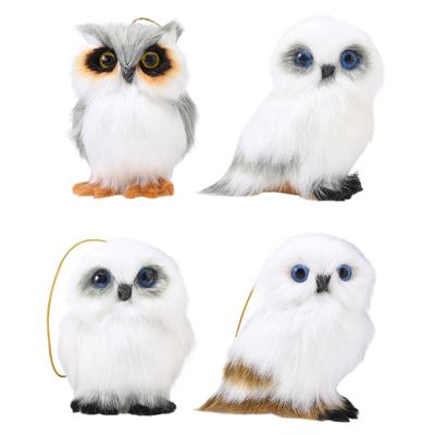Plüsch Simulation Eule Dekorationen Künstliche Eule Anhänger Weihnachten Rucksack Keychain Anhänger Weiß