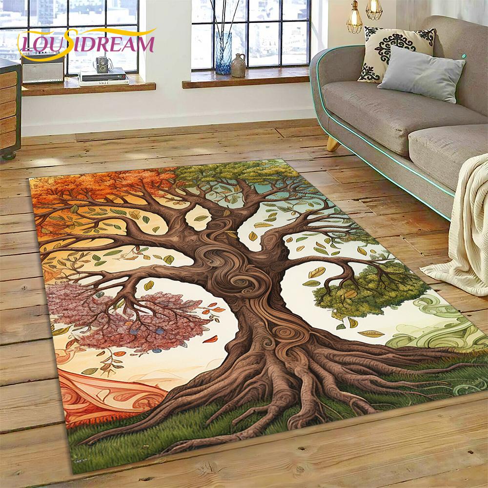 Tree of Life Nature Viking Yggdrasil Norse Rug Carpet for Living Room Bedroom Decor,Non-slip Decoration for Sofa Doormat Gift