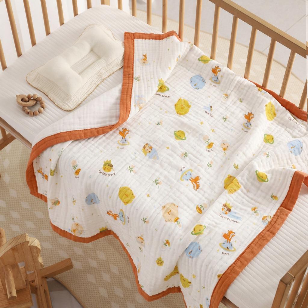 110x110cm High Density Pure Cotton Six-Layer Gauze Baby Bath Towel and Toddler Blanket