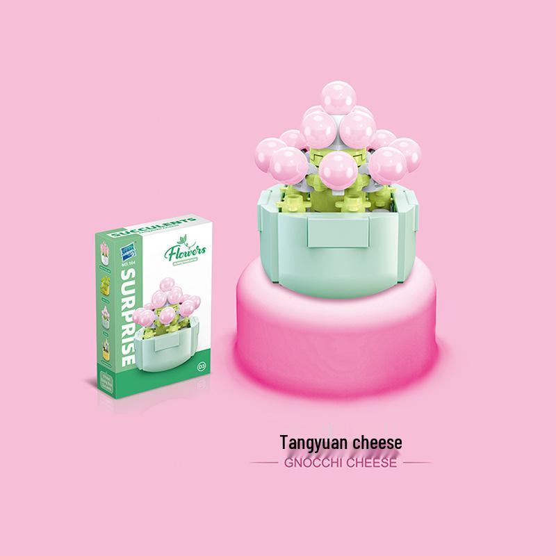 Kids' Educational Interlocking Building Blocks - Flower Potted Plant (Rose & Epiphyllum) Compatible with Top Building Block Models