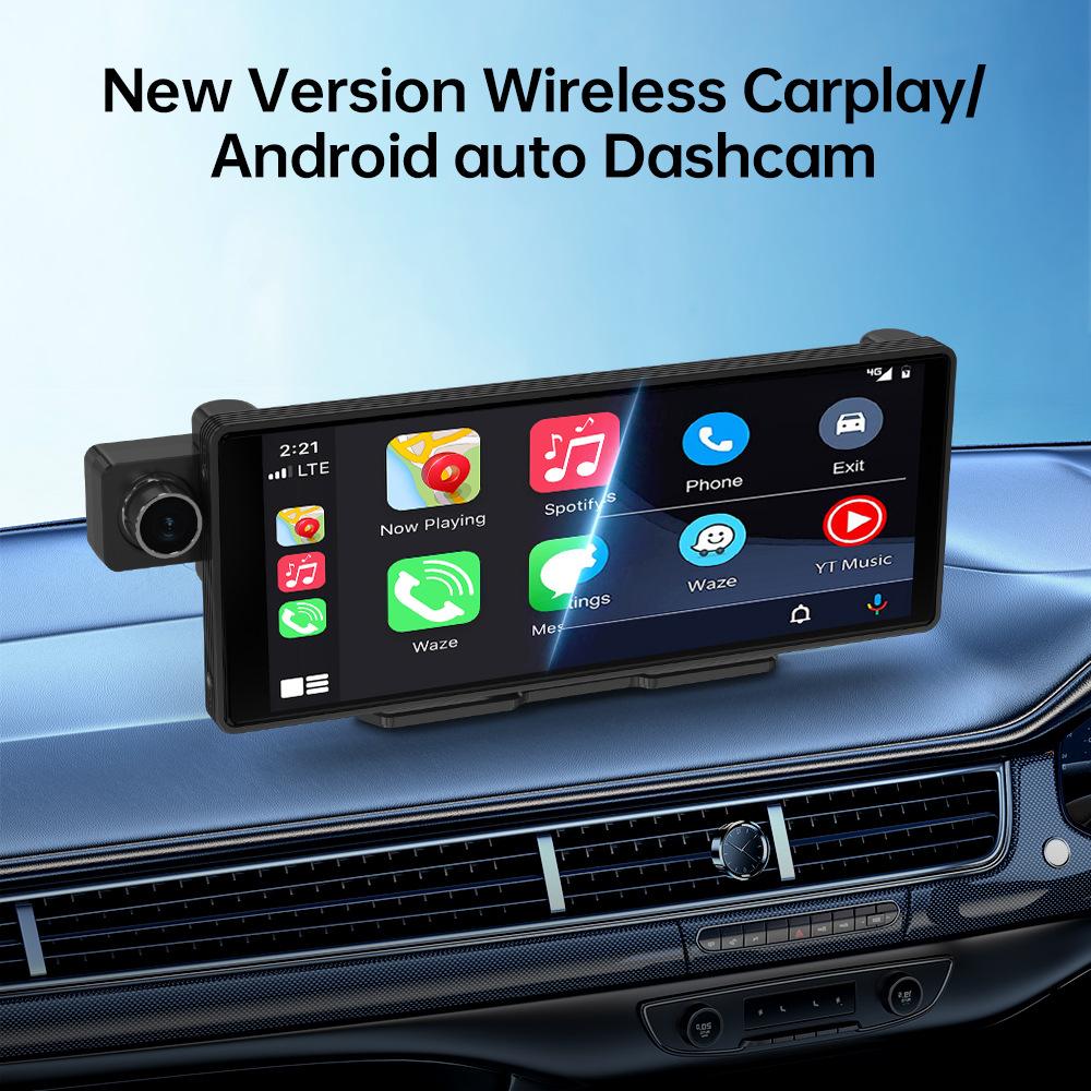 3-lens Dashcam, 10.26" HD Wireless CarPlay Car Navigation GPS.