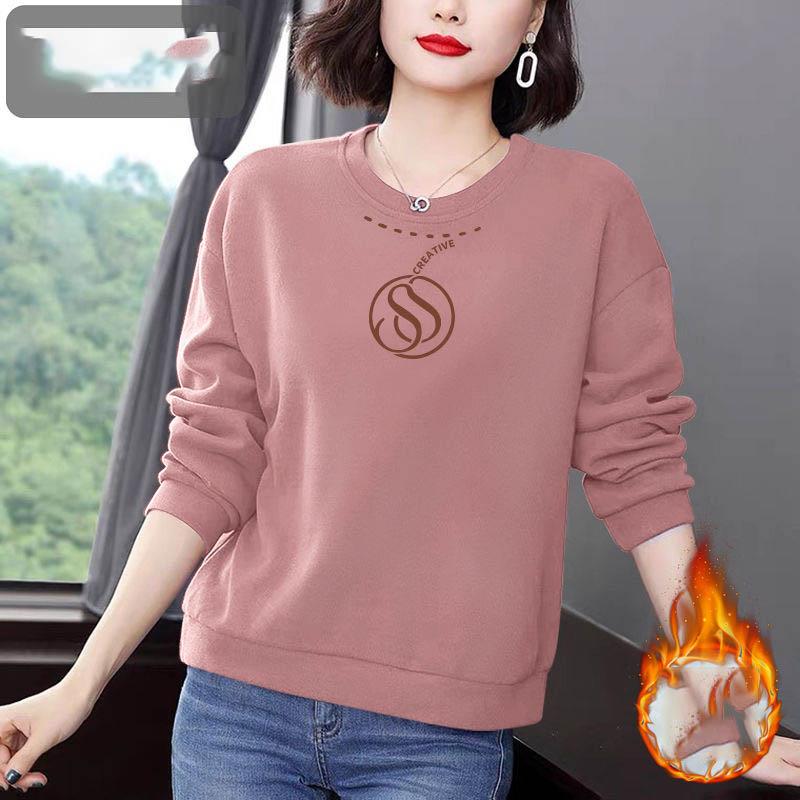 Casual Autumn/Winter Women's O-Neck Printing Fashion All-match Loose Long Sleeve Pullovers Sweatshirts Tops