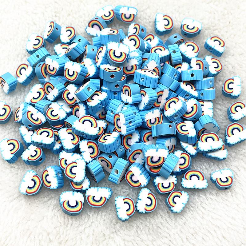 30pcs 10mm Heart Shape Fruit Beads Polymer Clay Beads Spacer Loose Beads for Jewelry Making DIY Bracelet Earring