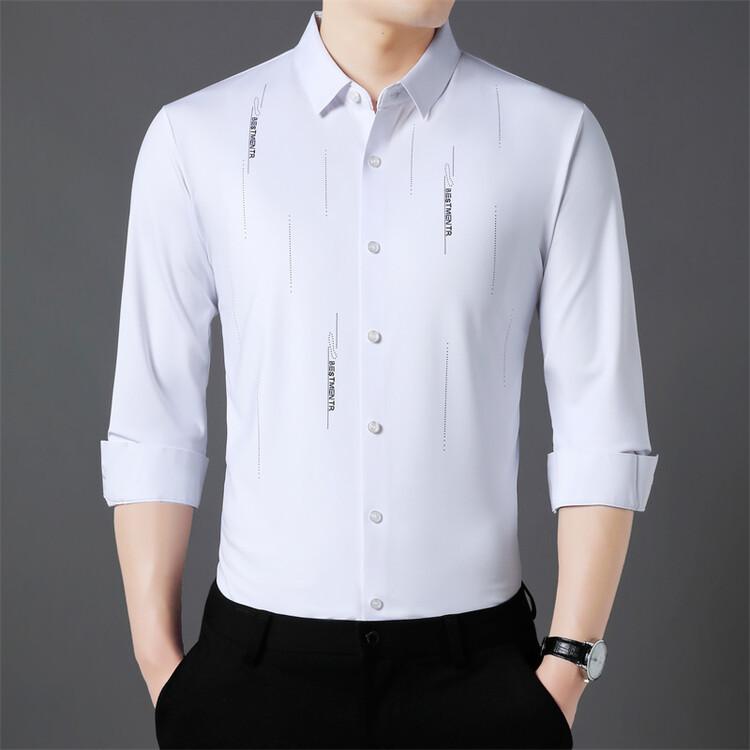 Men s Long Sleeve Shirt Autumn Business Casual Printed Wrinkle-Resistant M