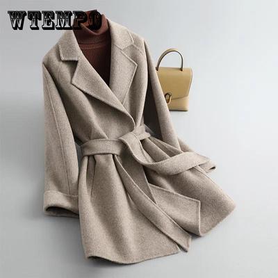 Woolen Coat Women's Autumn and Winter Double-sided Woolen Thickened Slim Slim Mid-length Coat
