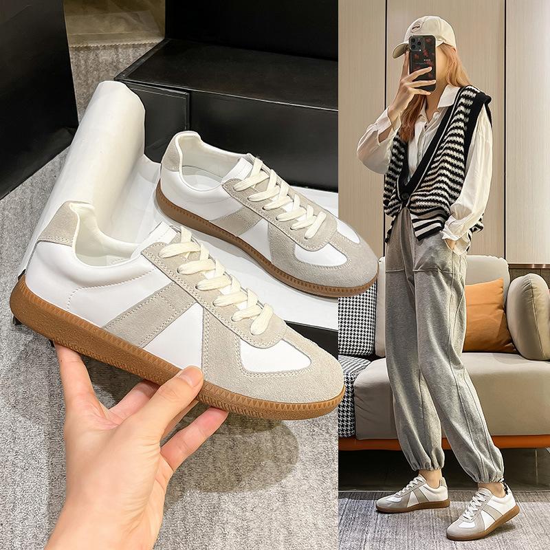 Su Yinyin German Training Shoes Women's 2025 New Casual Sports Shoes Retro Soft Leather White Shoes Flat Single Shoes Summer