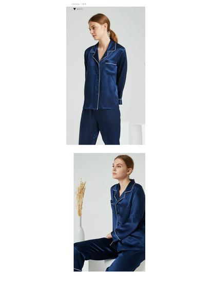 Diexiu 22 Momme Heavyweight Silk Long Sleeve Pajama Set - Two-Piece Loungewear