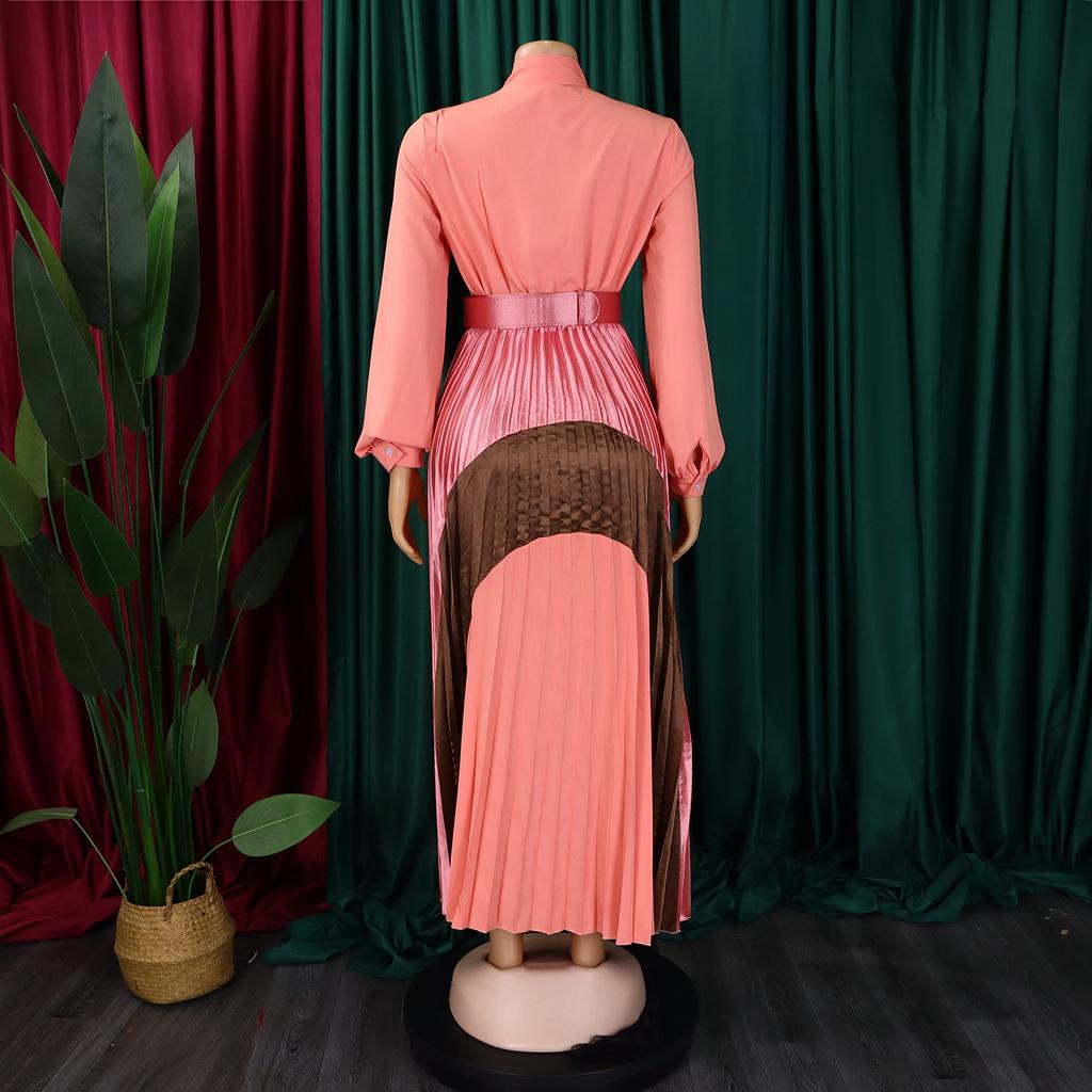 YYFS Modă Femei Primăvară Toamnă Imprimeu Bloc de Culoare Mânecă Lungă Talie Înaltă Rochii Casual