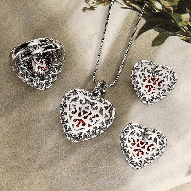 Schmuckset Ornamente Ozean Herz Ohrringe Halskette Ring Weiblich Liebe Premium Sinn