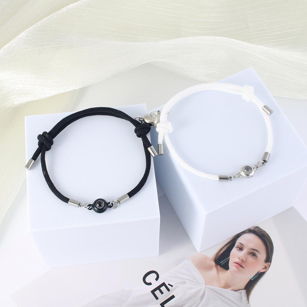 Heart Magnet 100 Languages I Love You Couple Bracelets Set Of 2 For Men Women Friendship Rope Jewelry