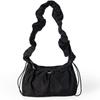 Korean Simple Pleated Nylon Shoulder Bag for Women  Spring Trendy Girl Daily Commuter Shoulder Bag Lady Casual Handbags