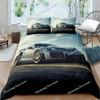 Luxurious Sports Car Bedding Set Black White Racing Bike Bed Linen Polyester Duvet Cover with Pillowcase for Teens