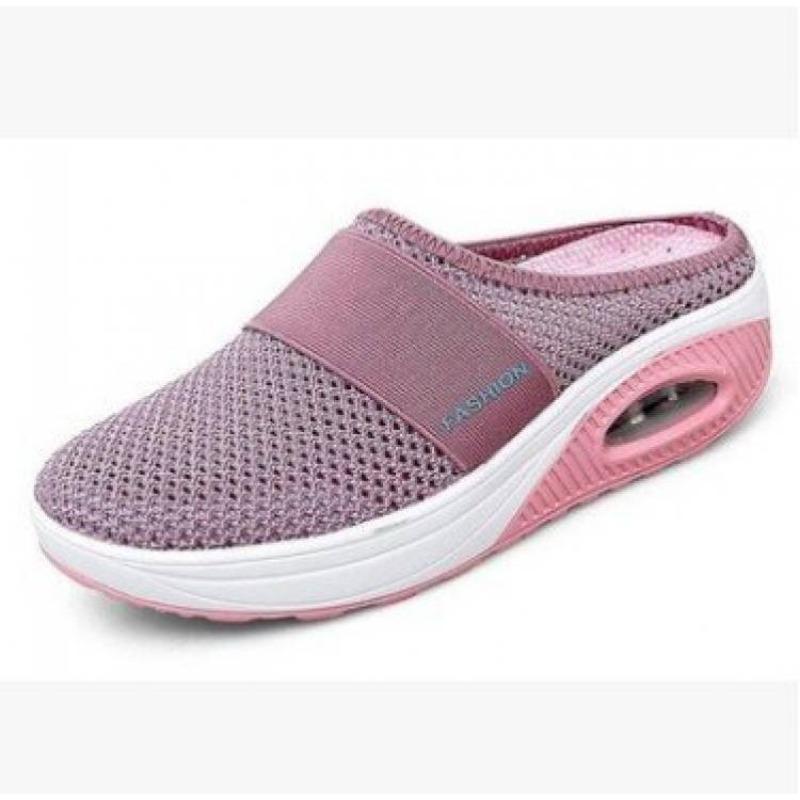 Coarse net summer new lazy one-pedal bag head mesh slippers women's simple wedge heel drag
