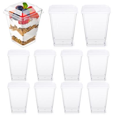 10 Stück Wiederverwendbare Dessertbecher mit Deckeln Klare Plastik Moussebecher für Pudding