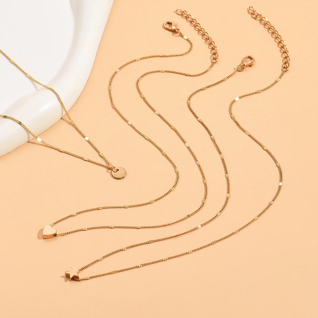 European and American new models, multi-layer stacked necklaces, simple love necklaces, pendants, star collarbone chains, women's style