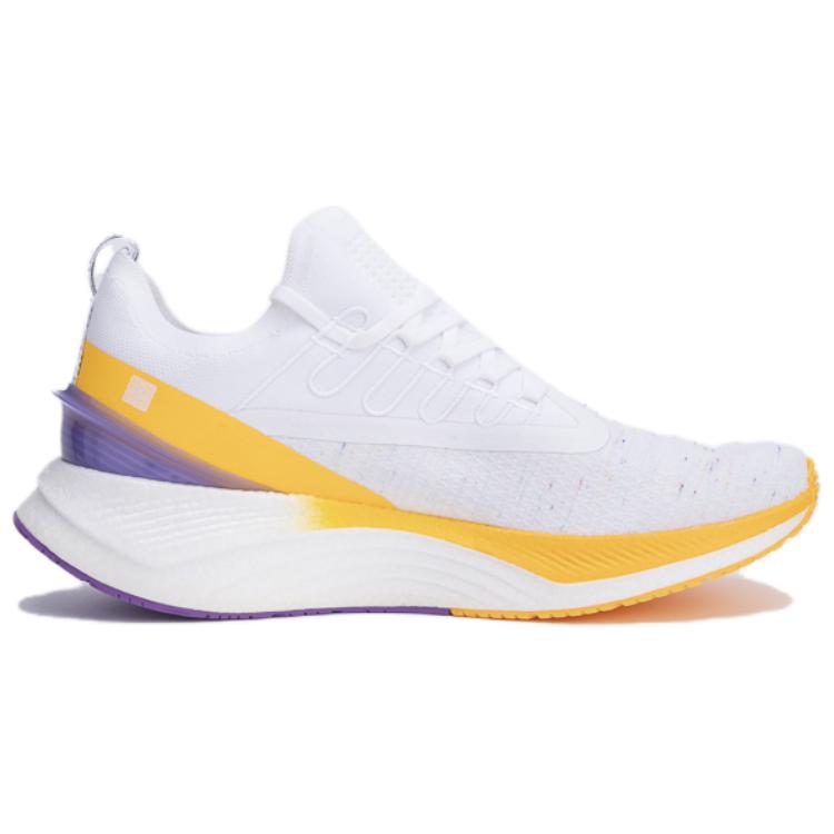 Li Ning Yue Ying 1.0 Fabric Shock Absorbing Breathable Low Top Running Shoes Men Sneakers White Orange ARHS005-4