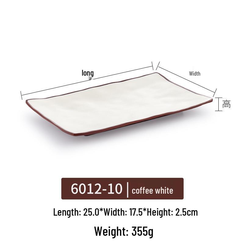 Melamine Rectangular Plate for BBQ & Side Dishes - Imitation Porcelain Tableware