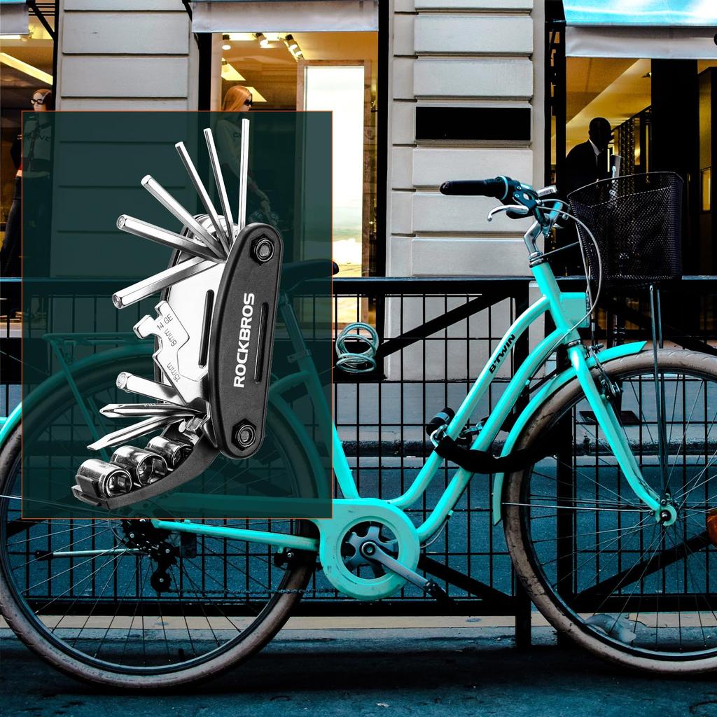ROCKBROS Bicycle Hex for Road and Cross Bikes Multi-Tool Set, 16-in-1, Multi-Function, Portable, Wrench, Socket, High-Hardness, Portable, Foldable,