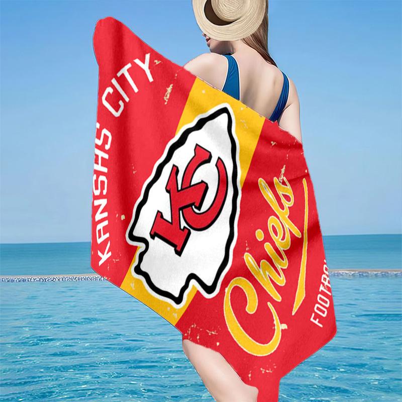 Kansas City Chiefs Pattern Microfiber Beach Towel, Lightweight And Quick-Dry, for Summer Travel, Beach Essential, Swimming Pool