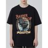 Black T Shirt Barber Shop California Print Graphic Tee Men Casual Streetwear Style Barbershop Theme Design For Daily Wear And Urban Fashion