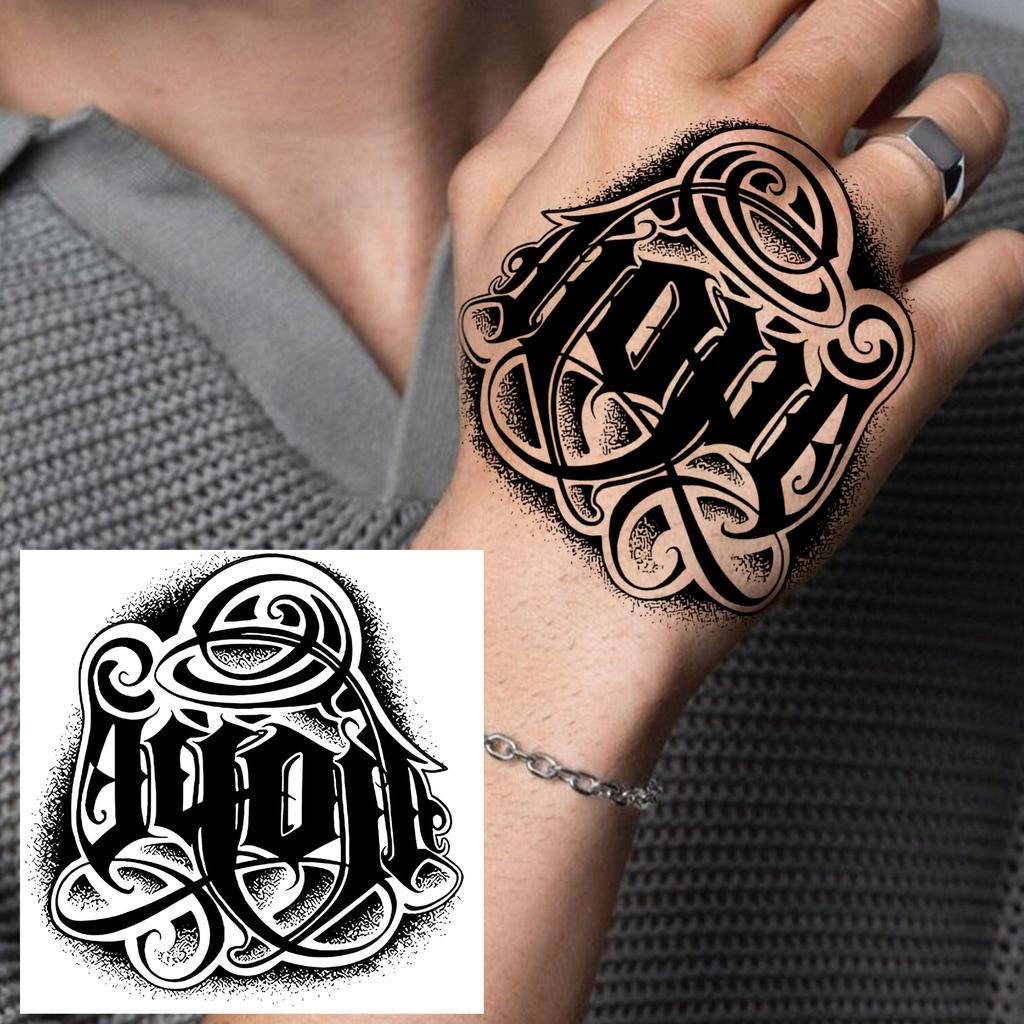1 Sheet Graffiti Anchor Compass Temporary Tattoos For Adults Hands Necks Ankle, Fake Tattoo Stickers Waterproof Realistic Tatoos