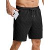 Mens Casual Elastic Waist Drawstring Argyle Texture Shorts