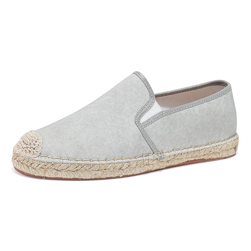 

Men s Espadrilles Breathable Canvas Casual Shoes Male Loafers Hand Made Straw Woven Walking Sneakers Father Jogging Shoes S39-46 39 бежевый