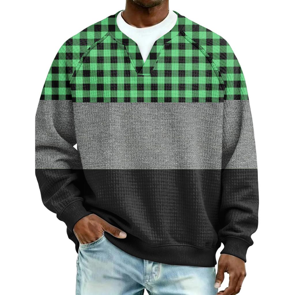 Herrfritidshuva Utomhus V-hals Vågmönster Långärmad