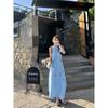 Blue Neck Sleeveless Dress Women's Summer Dopamine Wear High-end Seaside Vacation Beach Dress