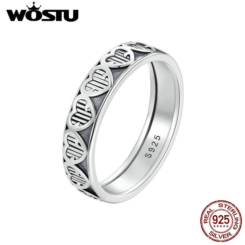 

WOSTU 925 пробы серебро ретро в форме сердца рельефное кольцо ювелирные изделия подарок для женщин вечерние 8