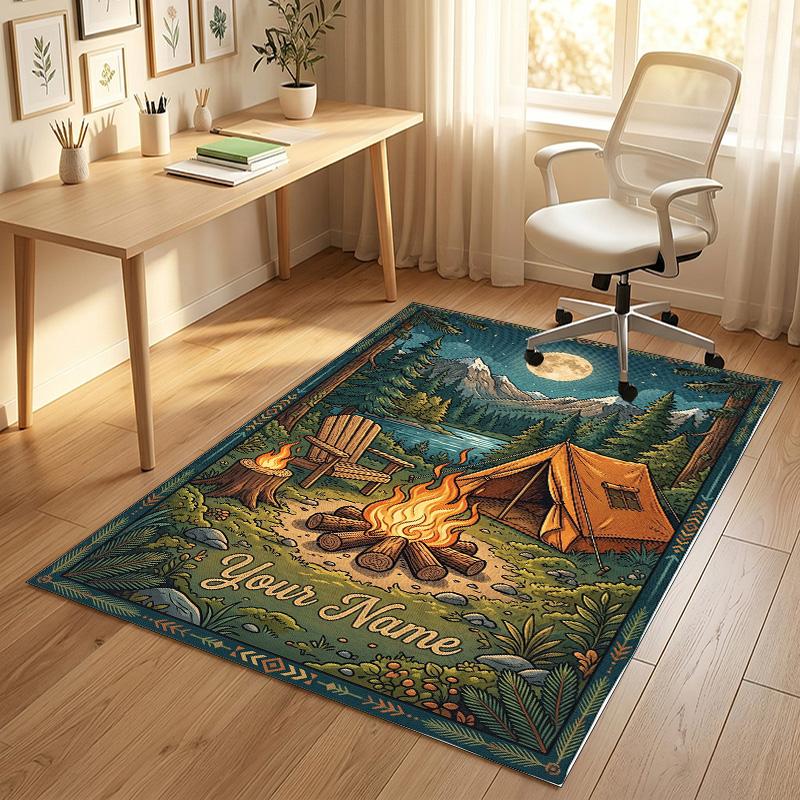 Adventure Journey Theme Crystal Velvet Rug Personalized Custom Name Text Soft Floor Mat Home Decor