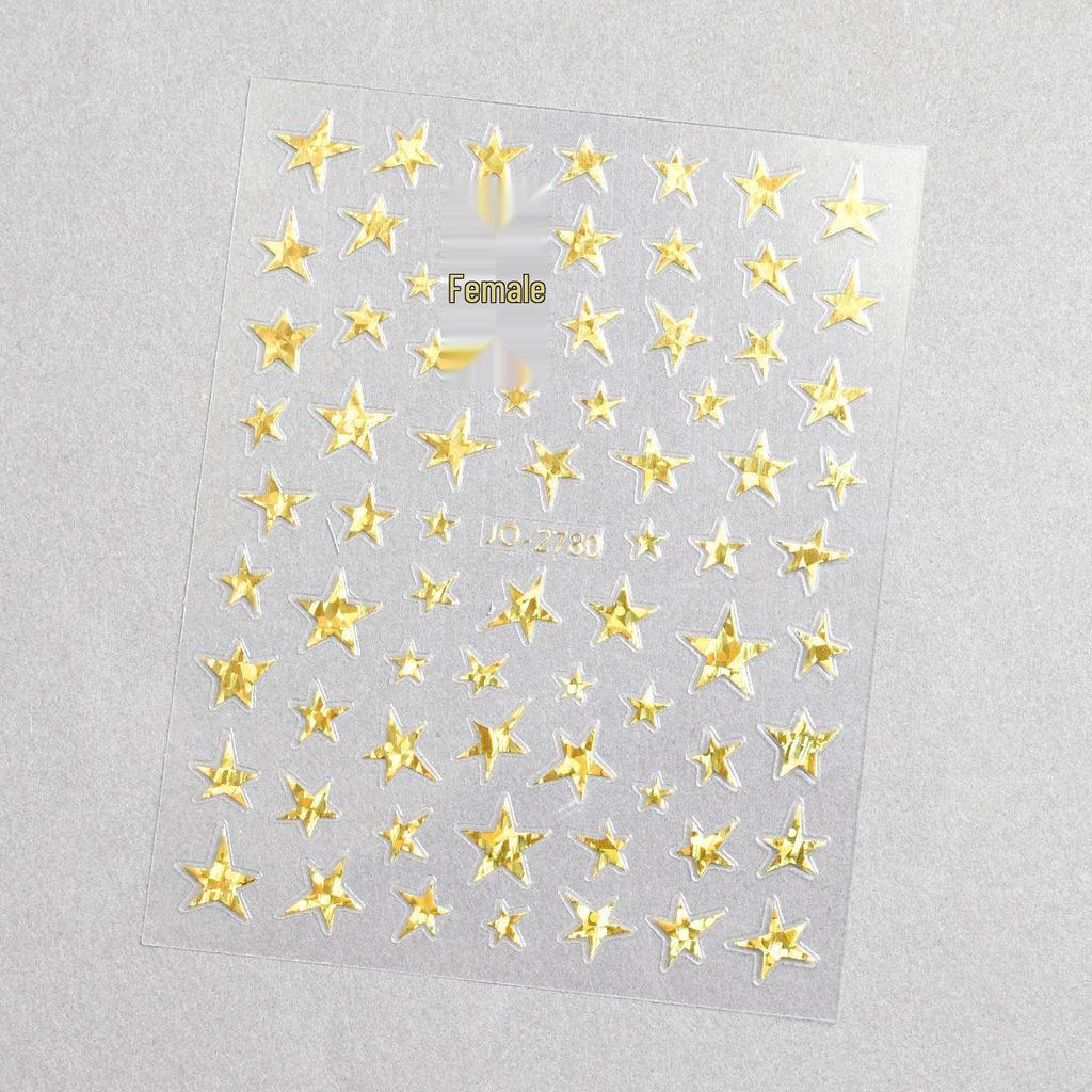 Sweet Cool 3D Five-Pointed Star Nail Art Stickers - Trendy INS & Celebrity Style