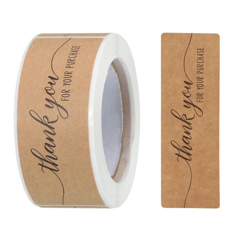 1 Roll Thank You for Your Purchase Stickers Adhesive Rectangle Gift Seal Labels for DIY Business Self-adhesive Paper Labels