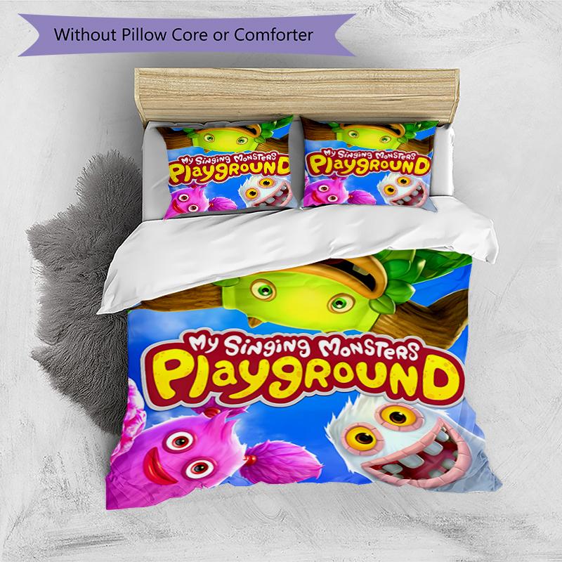 3pcs My Singing Monsters1 Pattern Bedding Set Duvet Cover Set Includes Duvet Cover &pillowcases, Perfect All Season Bedroom Decoration & Gift