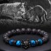 Save A Wolf Bracelet,Wolf Head Lava Rock Bracelet,Healing Crystal Stress Relief Anti Anxiety Energy Stone Beaded Bracelet,Healing Lava Bracelet forMen