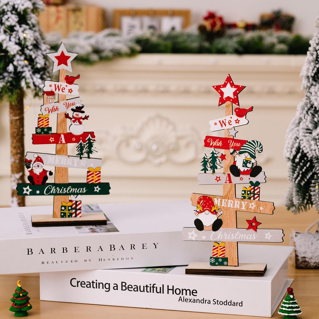 Christmas Wooden Charming Gnome And Snowman Decoration With Festive Lettering English