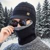 Męska dzianinowa kominiarka zakrywająca całą twarz i maska wiatroodporna termiczna zimowa czapka beanie z odpinaną osłoną twarzy, na rower, na narty, zimowe czapki dla mężczyzn