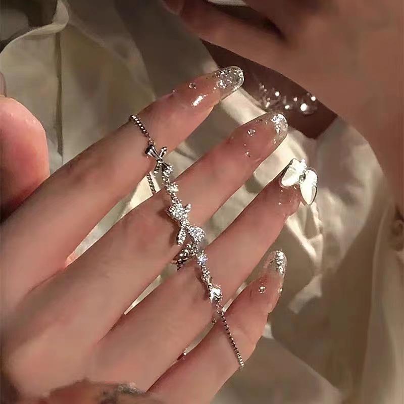 Super Fairy Bow Zircon Bracelet Women~ Temperament Simple Short Collarbone Chain Summer Niche Versatile Bracelet