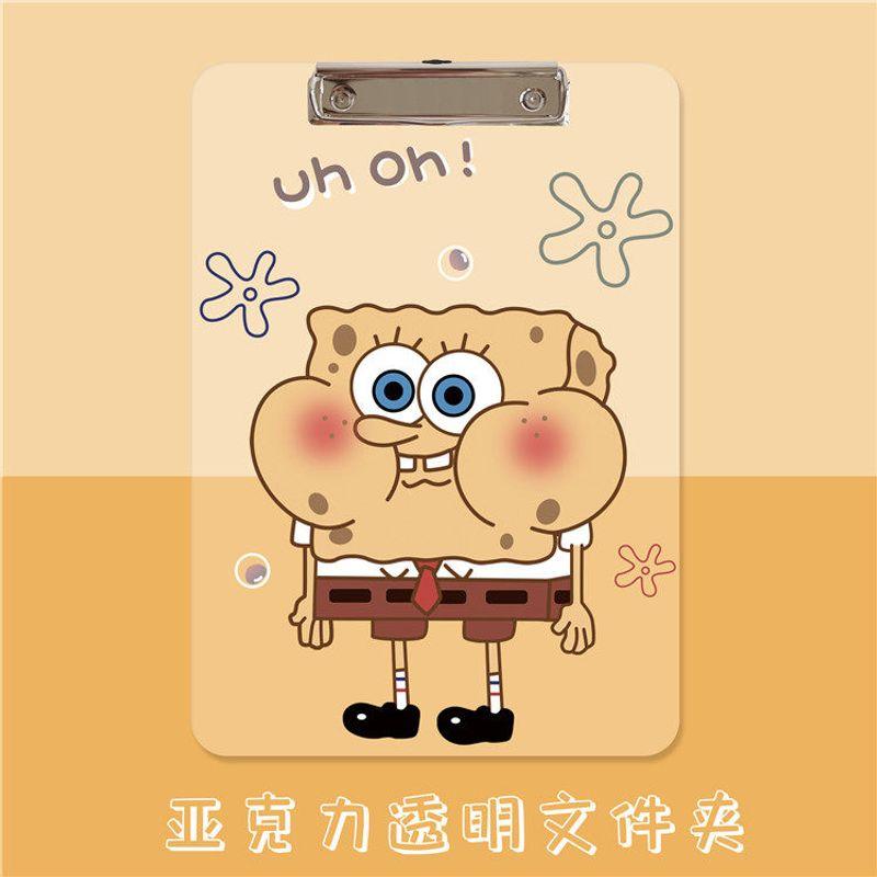 

Minimalist Cute Anime Folder A4 Writing Pad Transparent Acrylic Plastic Book Board Student Plate Holder Cartoon Splint-Spongebob Squarepants