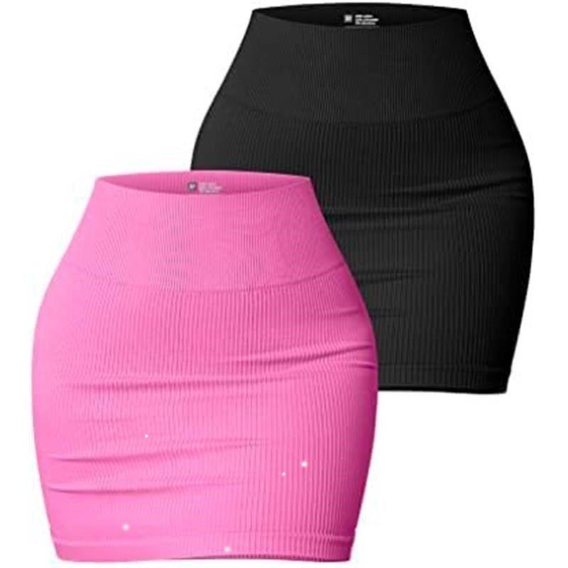 Women's Skirt Elastic Rib High Waist Mini Wrap Hip Skirt