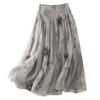 Spring and Summer Japanese and Korean Art Retro Cotton and Linen All-match A-line Skirt Large Size Loose Casual Double-layer Skirt