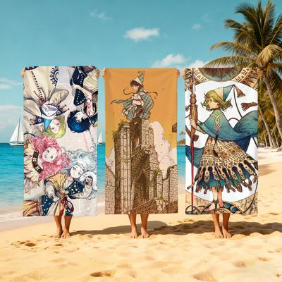 W-witch Anime Hat A-atelier Towel Large Quick-Drying Microfiber Soft Beach Towel for Travel Fitness Sauna Bathing Camping