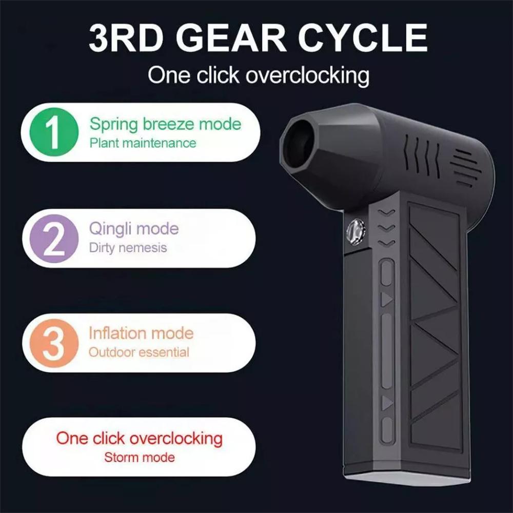 130000RPM Brushless Mini Air Blower Electric Air Duster 3 Gear Turbo Violent Blower Rechargeable with Light Car Cleaning