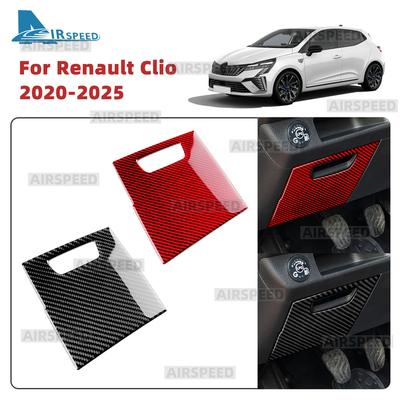 Car Fuse Box Panel Trim For Renault Clio 5 MK5 2024 2025 Real Soft Carbon Fiber Sticker LHD Interior