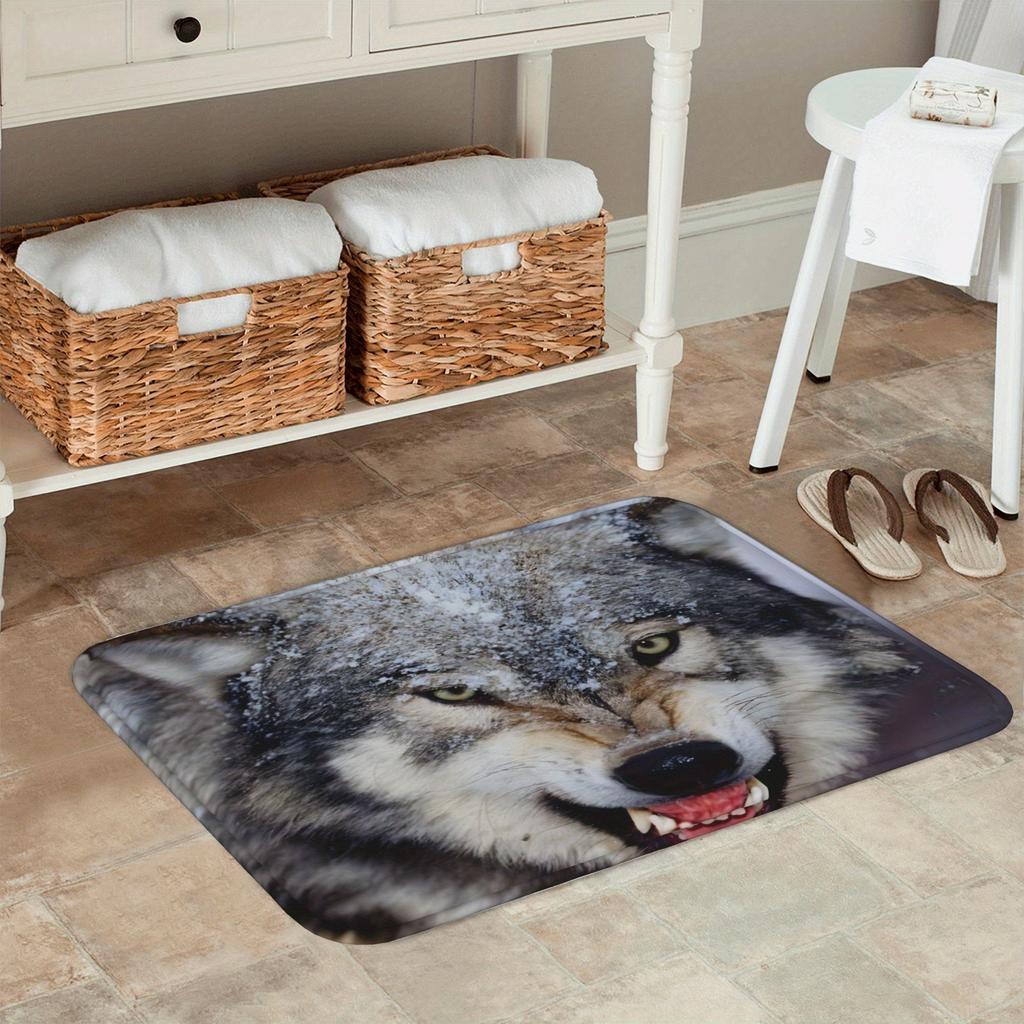1PC Wolf Pattern Kitchen Rug Non-Slip Door Mat Pop Design Bathroom Rug Bath Mat Carpet for Home Sink Laundry Decoreeree