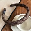 Vintage Brown Padded Headbands For Women Plaid Floral Print Hairbands Knitted Velvet Hair Hoops Plain Head Bands Accessories 1pc