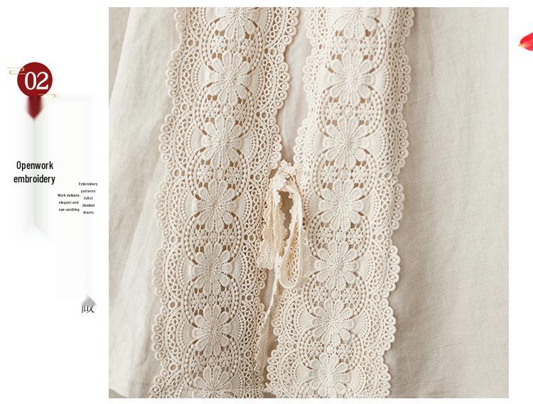 Japanese Mori Girl Linen Half Skirt: Women's Elastic Waist, Heavy Embroidery, Mid-Length A-Line Design.