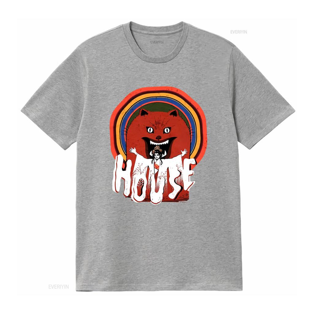Hausu House 1977 Exorcism Logo T Shirt Cult Classic Horror Merch vintage Washed Stylish Casual Stretched streetwear