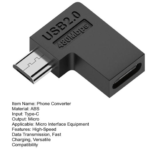 Convertitore telefonico Adattatore USB da micro femmina a maschio di tipo C V8 USB 2.0 Trasferimento dati veloce
